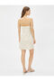 Mini Linen Dress with Straps and Bead Detail - 4