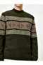 Half Turtleneck Sweater Ethnic Patterned Ribbed - 5