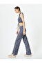Ethnic Patterned Wide Leg Trousers Comfortable Fit - 2