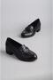 Seç 25300011 Genuine Leather Women's Heeled Shoes (Heel Height: 4 cm) Black - 8