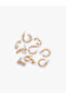Stone Detailed Steel Mixed 6-Piece Ball and Hoop Earring Set - 2