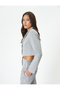 Crop Blazer Jacket with Single Button Pocket Detail