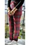 Women's Plaid-Patterned Plain Cotton Viscose Pajama Bottoms - 7