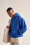 Cobalt Blue Unisex Soft Fabric Oversize Fit Fleece Hooded Sweatshirt Hoodie - 7