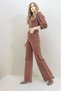 Ela Ikon Gold Loose Denim Trousers Brown Lycra Palazzo - 6