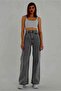 Leysi Smoked Power Lycra Super High Waist Loose Jeans Palazzo Pants - 4