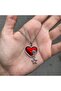 Key Detail Star Red Heart Silver Necklace - 2