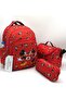 3 Piece Set First School Bag Set Girl Child Character Patterned Primary School Bag Red