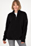 Men's Half Zipper Black Basic Fleece Sweatshirt 50298085-Vr046 - 3