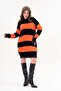 Women's Striped Pattern Crew Neck Ripped Detail Oversize Pullover Dress 39480