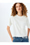 Crew Neck Short Sleeve Crochet Tassel Detail T-Shirt