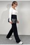 Women's Black High Waisted Velcro Plaza Pants - 5