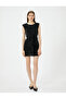 Shimmering Mini Padded Dress Sleeveless Knot Detail Round Neck Lined Slim Fit - 3