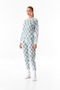 Checkerboard Print Crew Neck 2-Piece Velvet Pajamas Set - 2