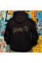 Ataturk Bronze Stone Printed Design Oversize Hoodie Sweatshirt Black