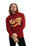 Men's 3 Thread Cotton Fleece Lined Regular Fit Printed Hooded Sweatshirt with Kangaroo Pocket in Burgundy - 3