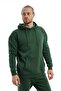 Men's 3 Thread Cotton Fleece Oversize Hooded Green Sweatshirt with Kangaroo Pocket