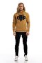 Men's 3 Thread Cotton Fleece Inside, Embroidered Regular Fit Hooded Brown Swea with Kangaroo Pocket - 4