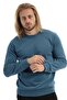 Men's 3 Thread Cotton Regular Fit Basic Crew Neck Blue Sweatshirt - 2