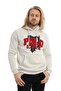 Men's 3-Thread Cotton Fleece Lined, Embroidered Regular Fit Hooded Sweatshirt with Kangaroo Pocket, Snow Melange Color.