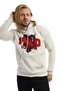 Men's 3-Thread Cotton Fleece Lined, Embroidered Regular Fit Hooded Sweatshirt with Kangaroo Pocket, Snow Melange Color. - 2