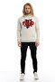 Men's 3-Thread Cotton Fleece Lined, Embroidered Regular Fit Hooded Sweatshirt with Kangaroo Pocket, Snow Melange Color. - 4