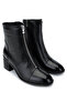 Women's Genuine Leather Black Heeled Boots - 2