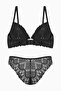 Anna Lace Bra Panty Set with Gold Accessories - Push up - 2568 - Black - 2