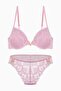 Anna Lace Bra Panty Set with Gold Accessories - Push up - 2568 - Powder