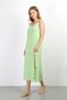 Fashion Line Rope Strap Long Slit Combed Cotton Nightgown 90125 Pistachio Green - 5