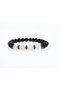 Love, Affection and Passion Bracelet for Women and Men, Pink Quartz, Onyx Natural Stone Bracelet