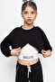 Black Stripe Detailed Wide Leg Cropped Girl's 3-Piece Set 19840 - 2