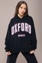 Navy Blue Oxford Printed Hooded Girls' Tracksuit Set 19821 - 6