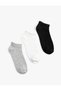 Set of 3 Booties Socks Glitter Detailed Frilly Multicolored - 2