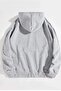 Unisex Oversize Gray New Jersey Printed Hooded Sweatshirt - 4