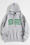 Unisex Oversize Gray New Jersey Printed Hooded Sweatshirt