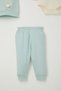 Baby Girl Bodysuit 3 Piece Set with Rabbit Embroidered Pompom 4 Months-1 Years, Water Green - 5