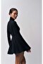 Turtleneck Finger Snap Long Sleeve Black Short Dress 5091 - 4