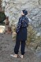 Anchor Patterned, Adjustable Waist, Elastic, Fully Covered Hijab, Islamic Swimsuit, Set of 3, Blue Black - 7