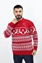 Crew Neck Long Sleeve New Year Themed Men's Knitwear Sweater