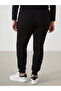 Black Women's Elastic Waist Plain Jogger Sweatpants - 8