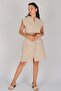 Beige Linen Dress - Pocket Detail and Belt - 4