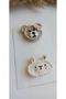 Cute Teddy Bear & Rabbit Model with Bow 2-Piece Hairless Baby Buckle Clip Newborn Buckle Baby Gift