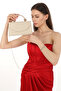 Skin Color Satin Fabric Evening Dress Women's Bag Handheld and Long Strap Use (Chain Strap) - 6