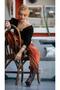 Design Black Crochet Lacing Detailed Sleeves Linen Laced Crop Blouse - 6