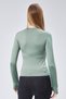 Soldier Green Knitted Basic Crew Neck Long Sleeve Slim Fit Women Body T-Shirt - 5