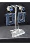 Blue Zircon Stone Screw Steel Earrings - 2