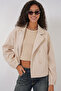    9117 Double Breasted Collar Crop Jacket - Beige - 4