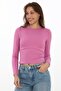 Stretch Fabric Cotton Crop T-Shirt - Slim Fit - Dark Pink - 3