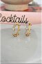 Gold Color Zircon Stone Hexagon Steel Earrings - 4